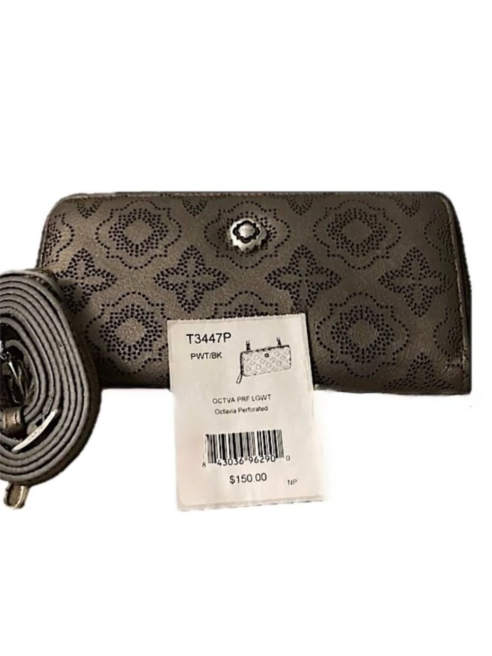 Brighton Xbody & Wristlet Octavia Metallic Brown Perforated Leather NEW